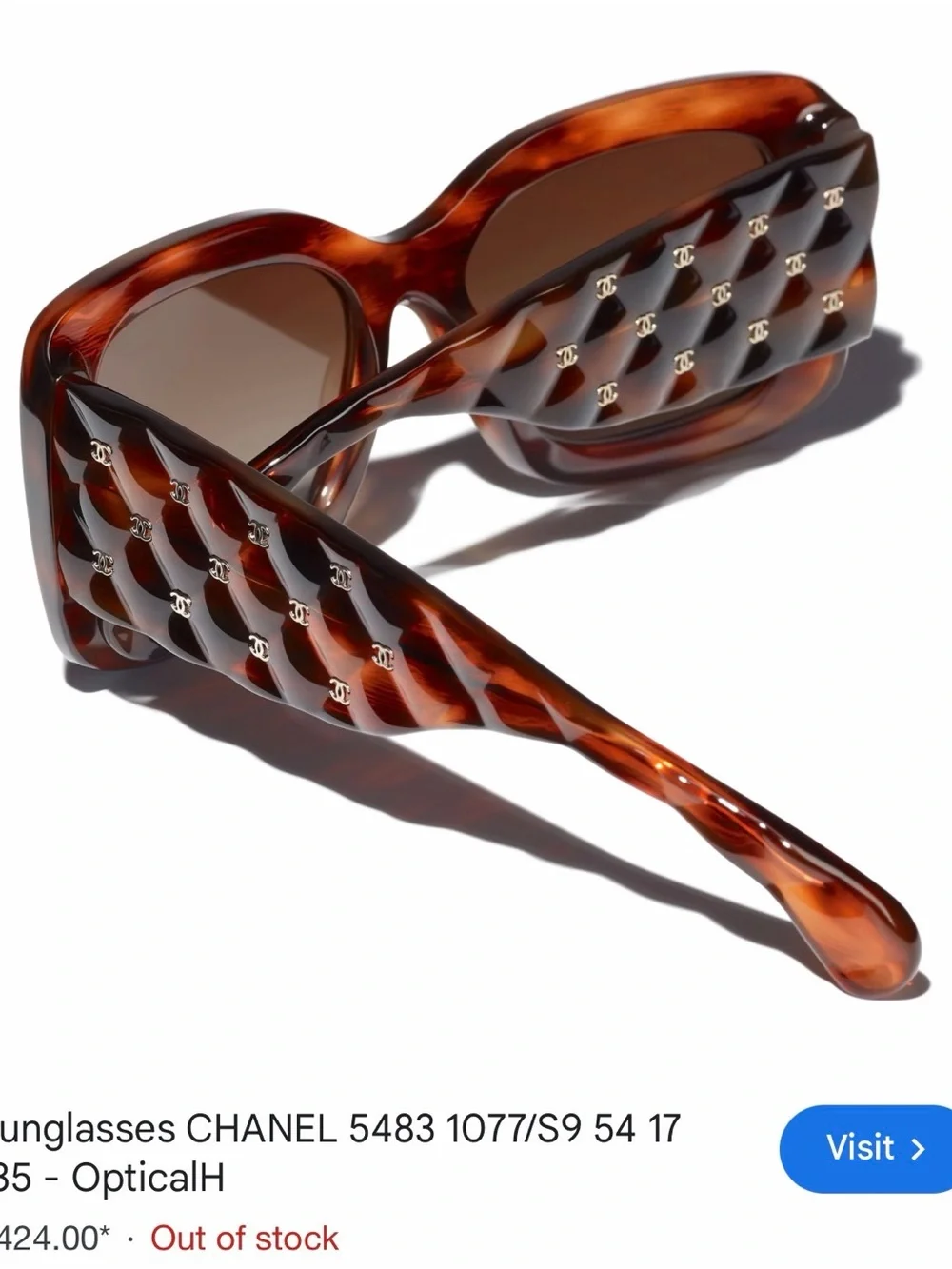 CHANEL Tortoiseshell Square Sunglasses